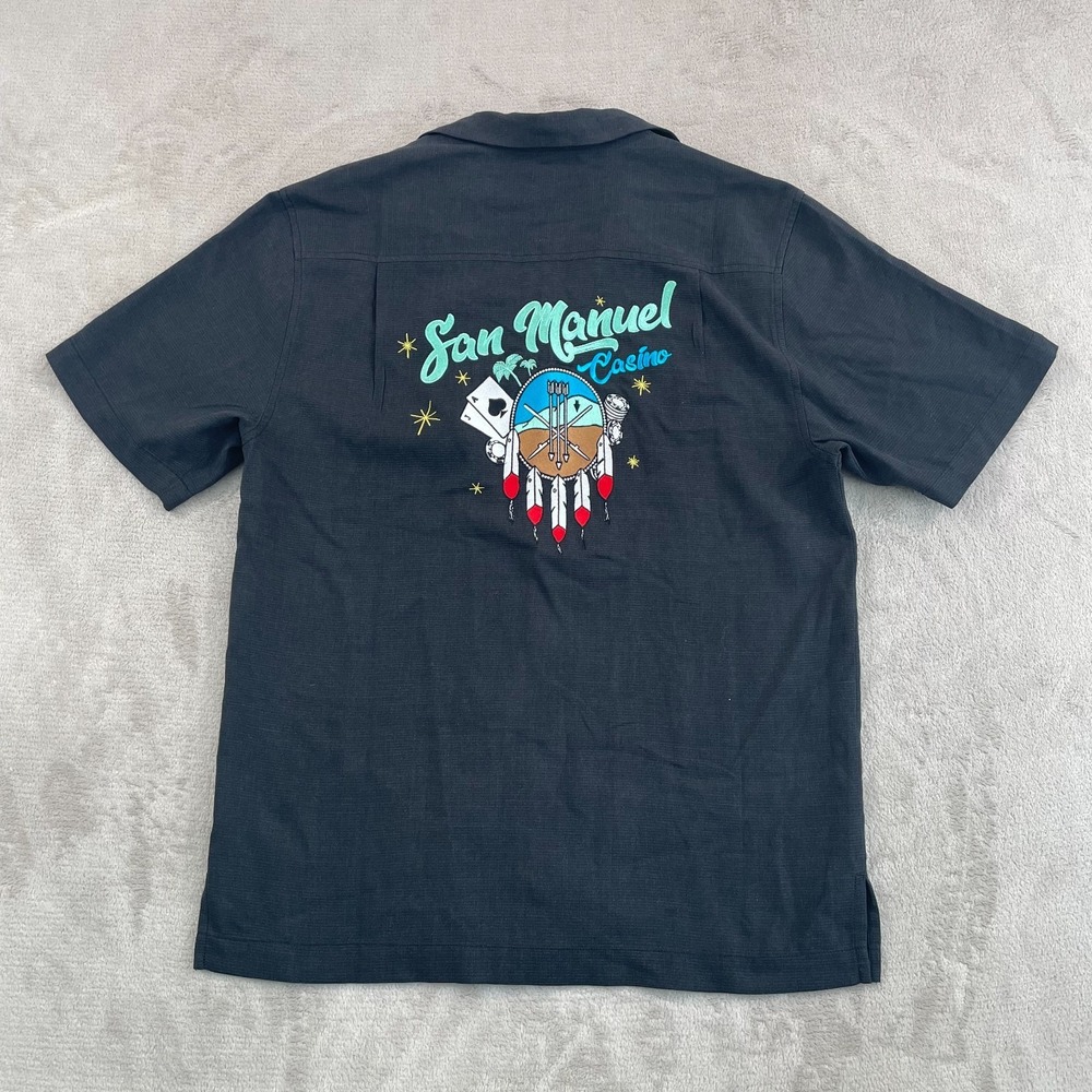 Tommy Bahama Royal Bermuda IslandZone Camp Shirt Small Black San Manuel Casino
